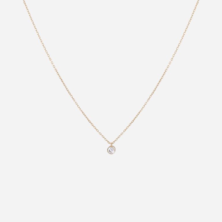 Halsband 18 k guld, rund berlock - 45 cm