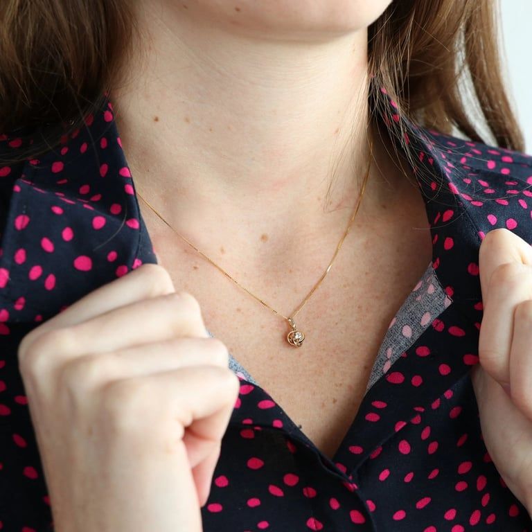 Halsband 9k Guld 46 cm - Knut med Kubik Zirkonia 2