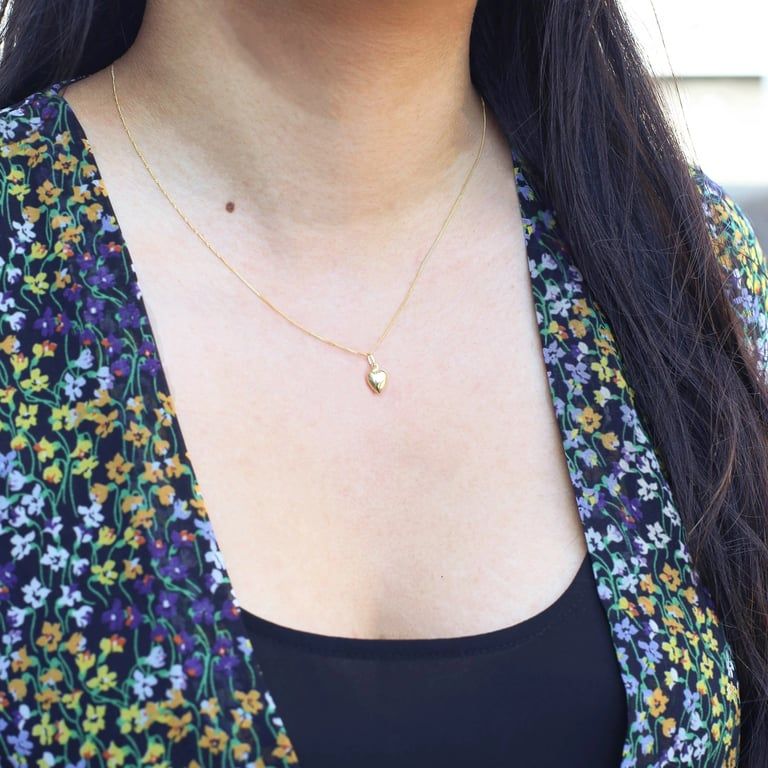 Halsband 9k Guld 46 cm - Hjärta 2