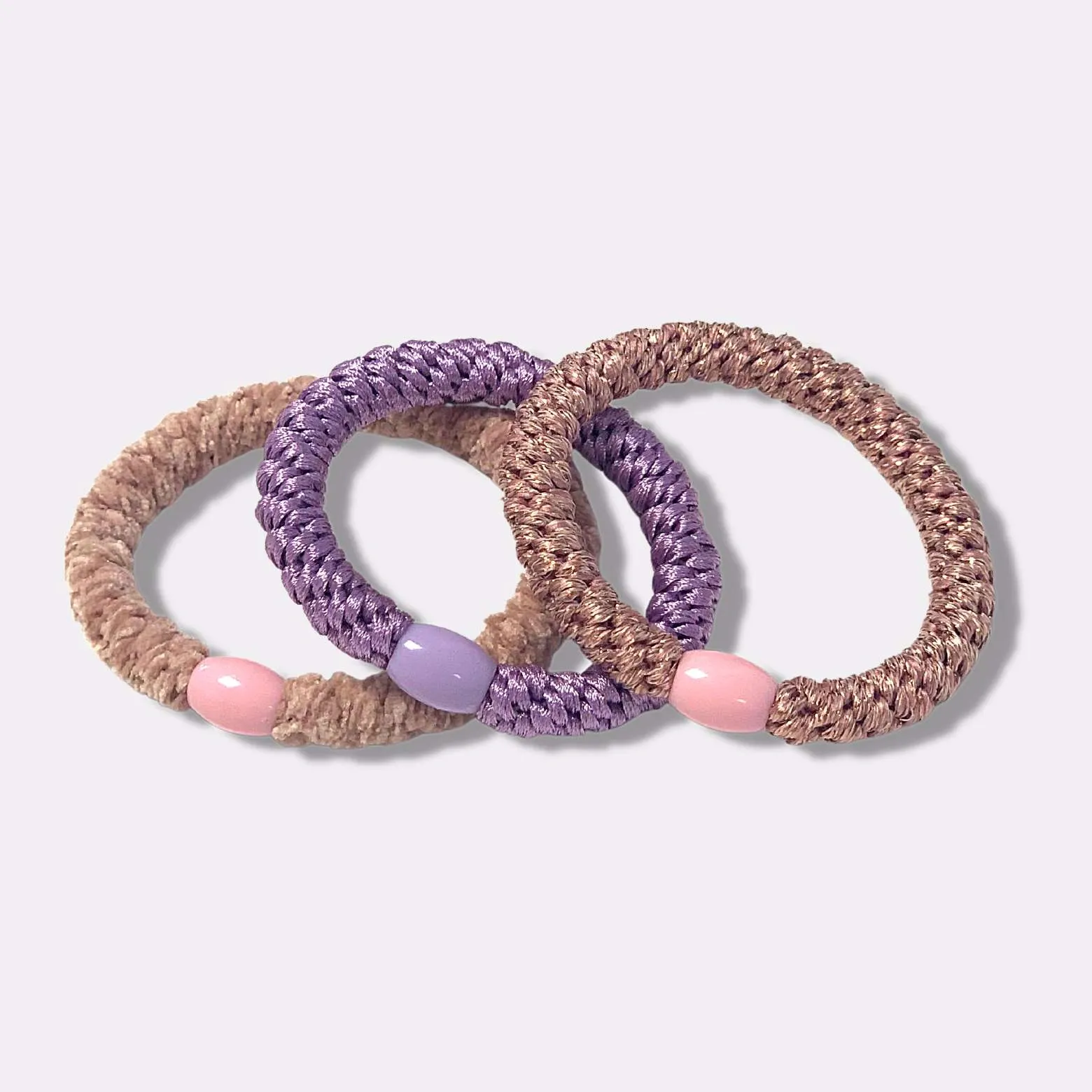 3-pack Flätade Hårsnoddar - Rosa 2