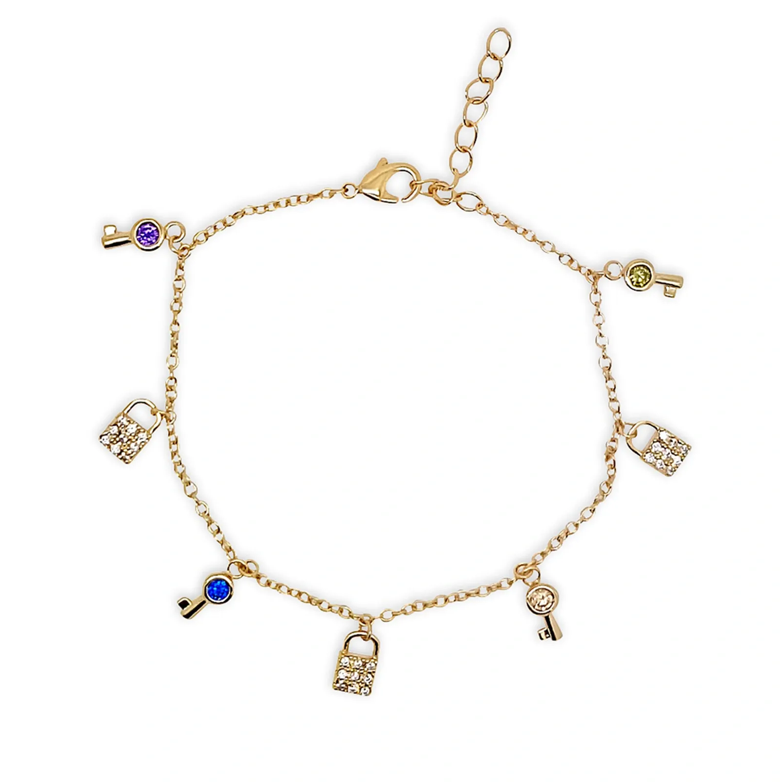 18k guldpläterat armband - lås och nycklar