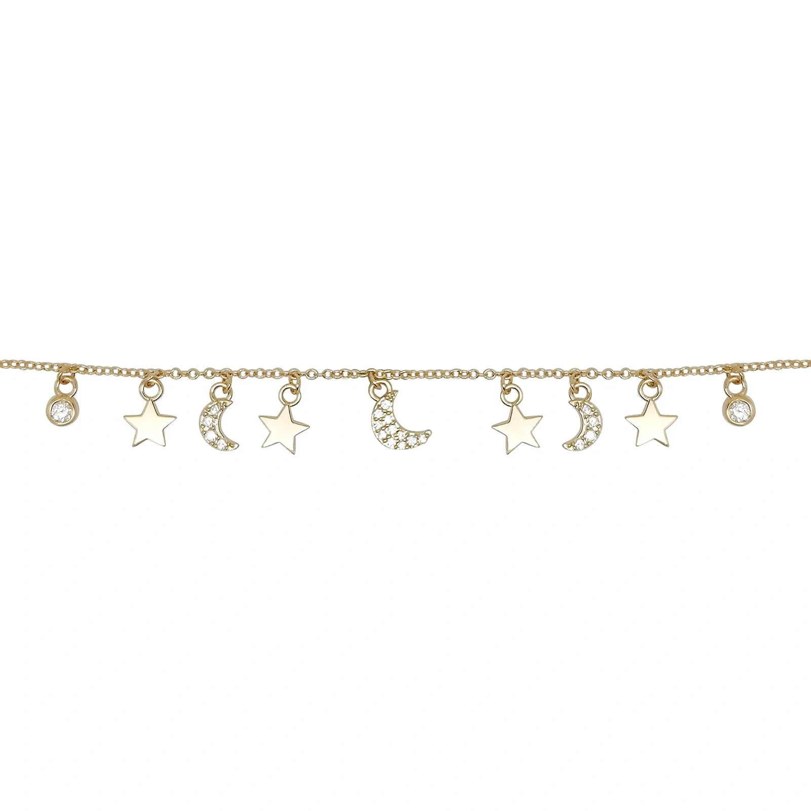 18k guldpläterat armband - stjärnor och månar