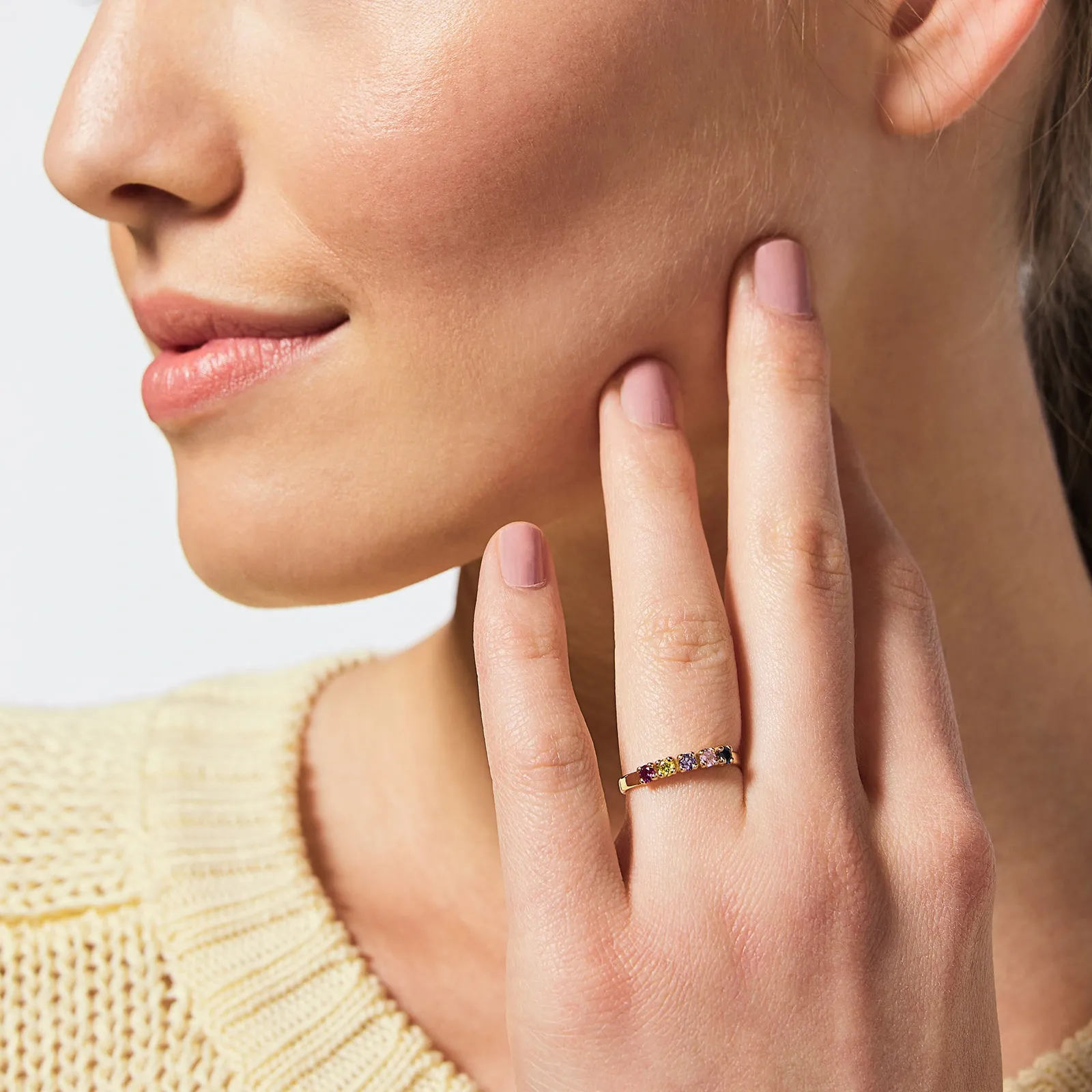 18k guldring - multifärgade Cubic Zirkonia, 16 2
