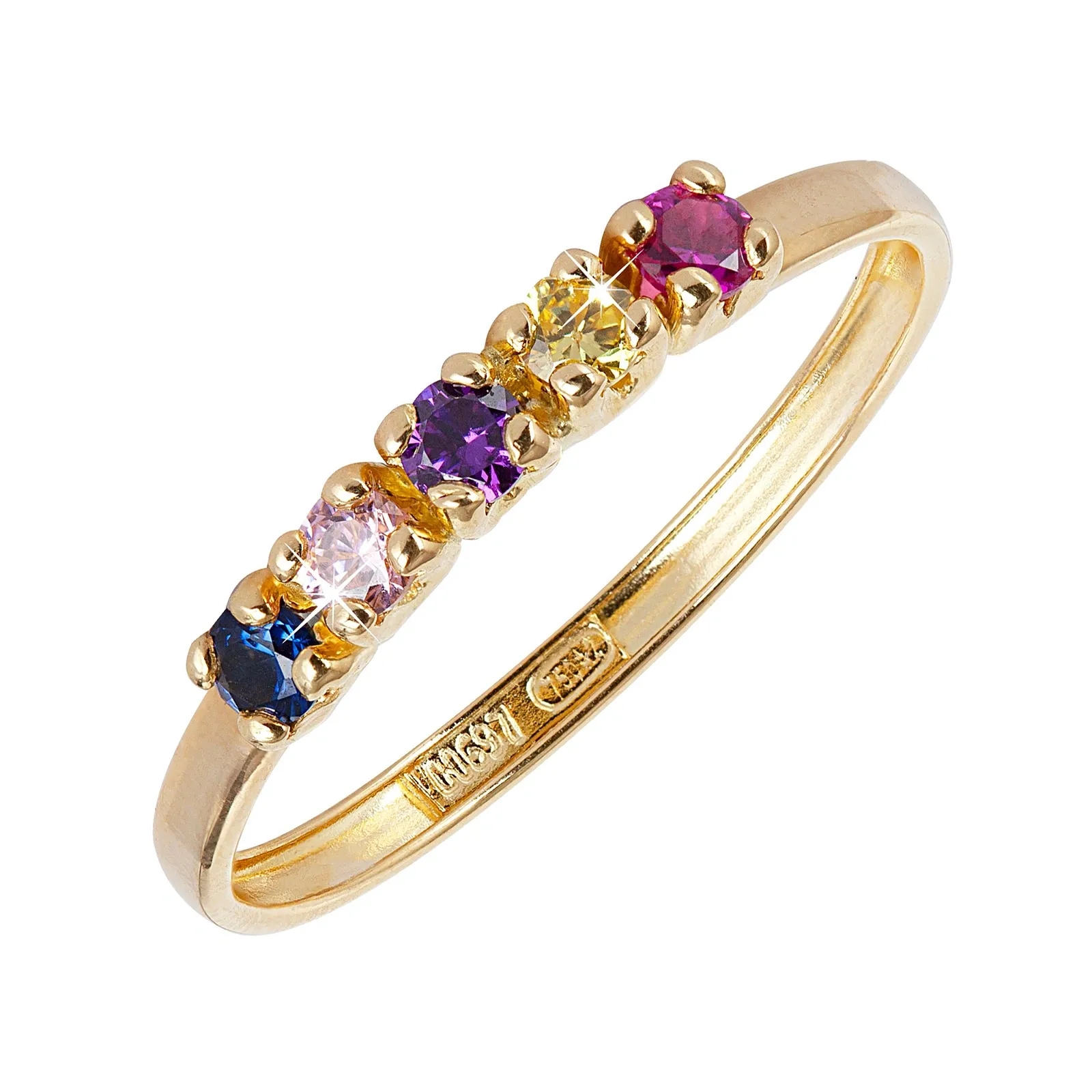 18k guldring - multifärgade Cubic Zirkonia, 16 3