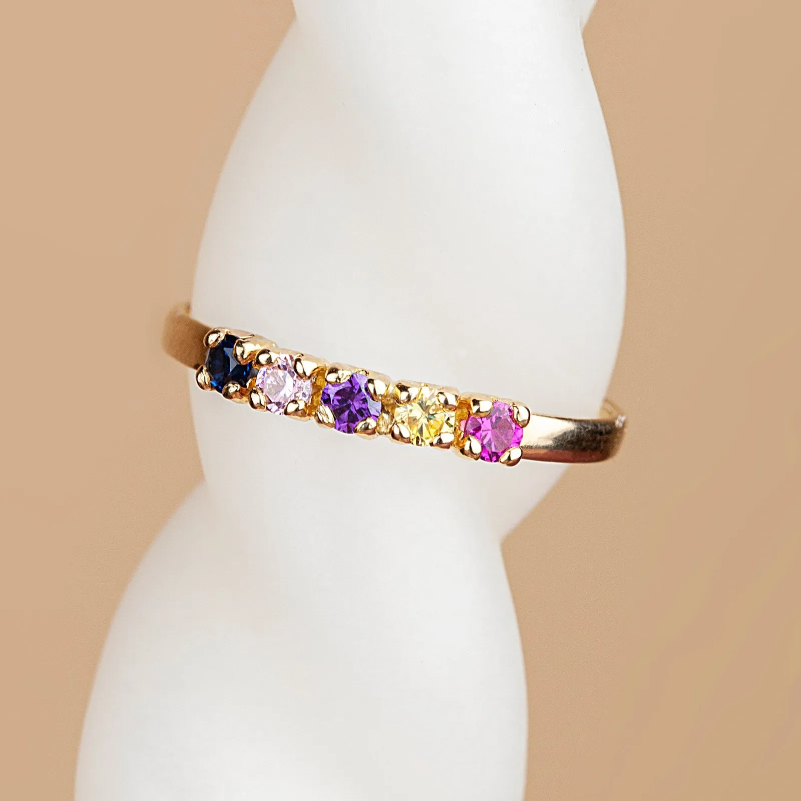 18k guldring - multifärgade Cubic Zirkonia, 16 4