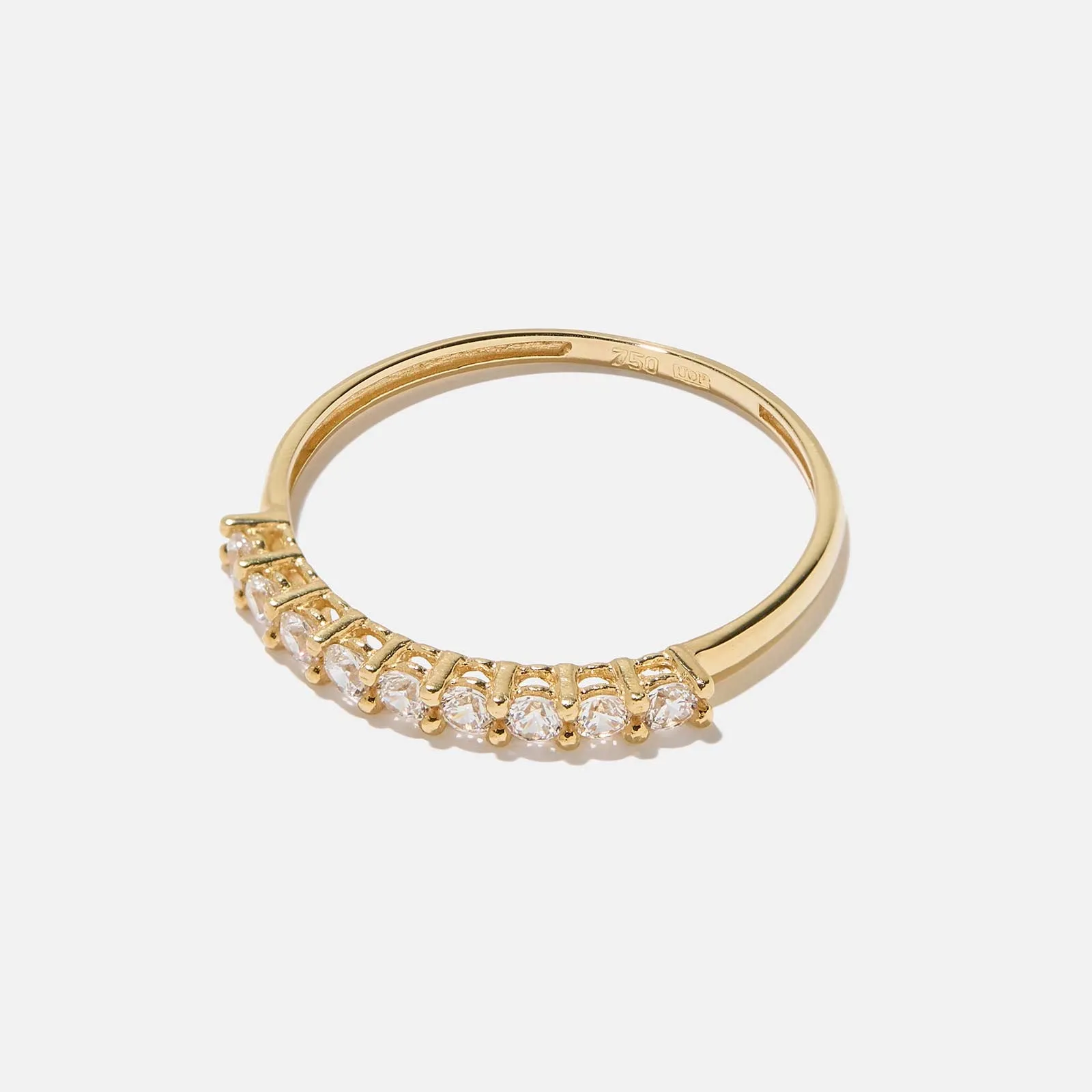 18k guldring halvallians - 9 Kubisk Zirkonia st. 15