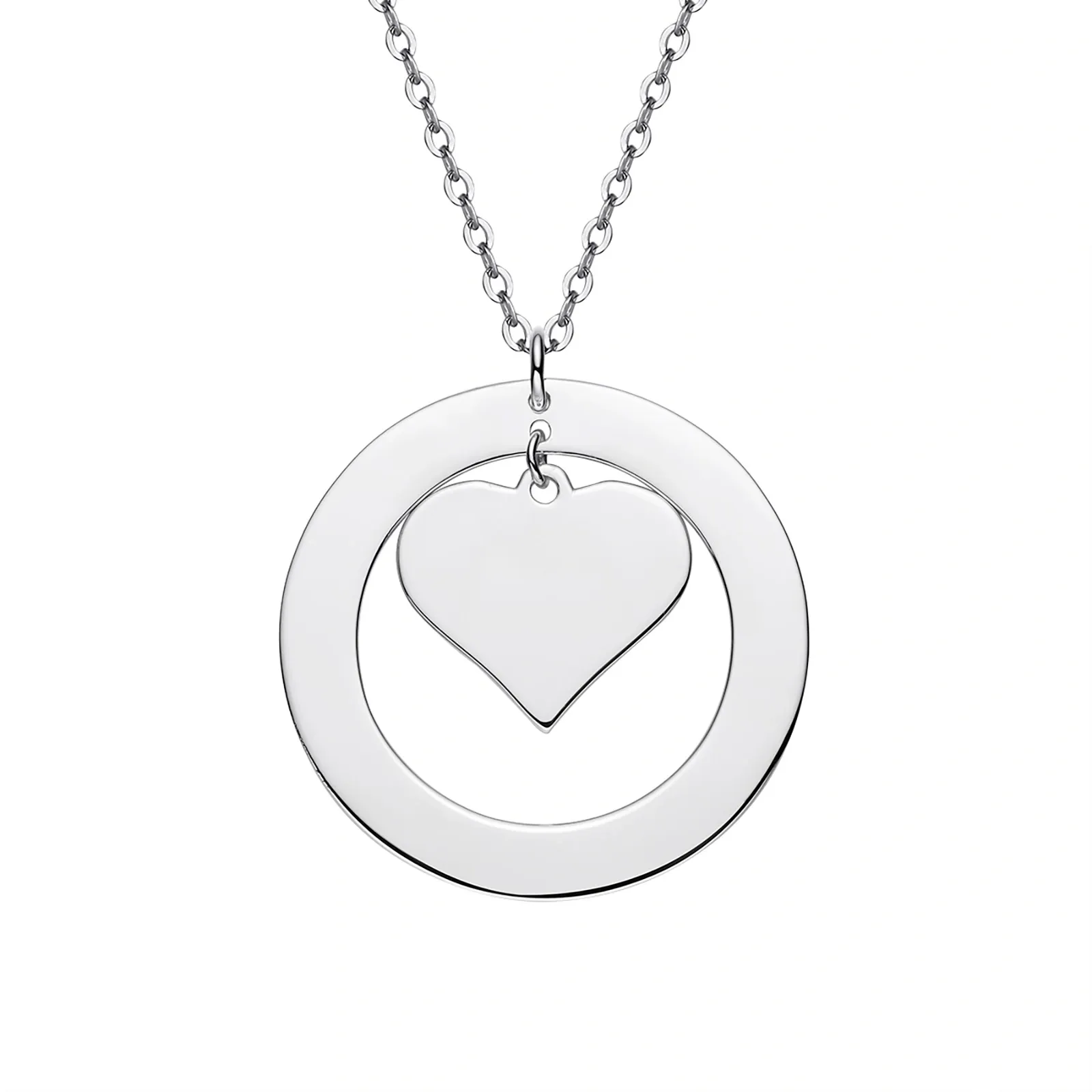Gravyrhalsband 925 Sterling silver - hjärta i ring
